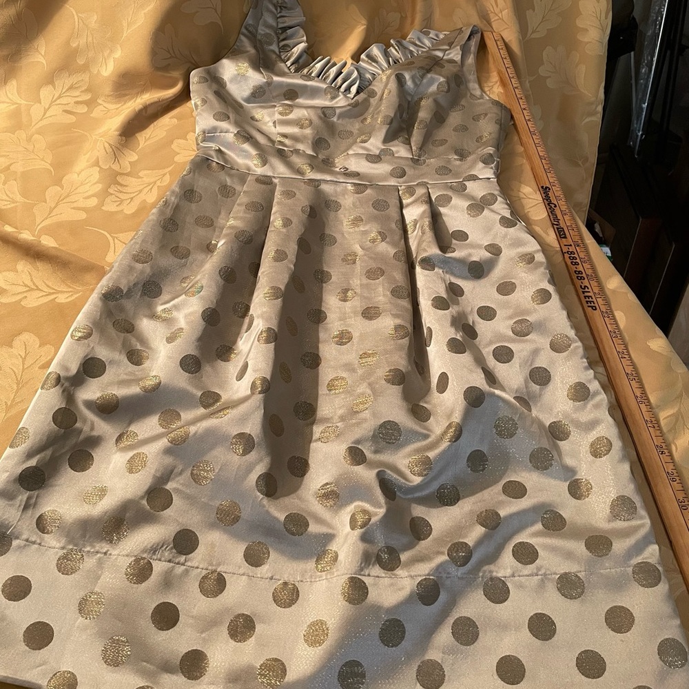 Cocktail dress silvery mint green/green polka dots.Pic’s don’t do it justice.